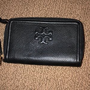 Tory Burch Black Leather Wristlet